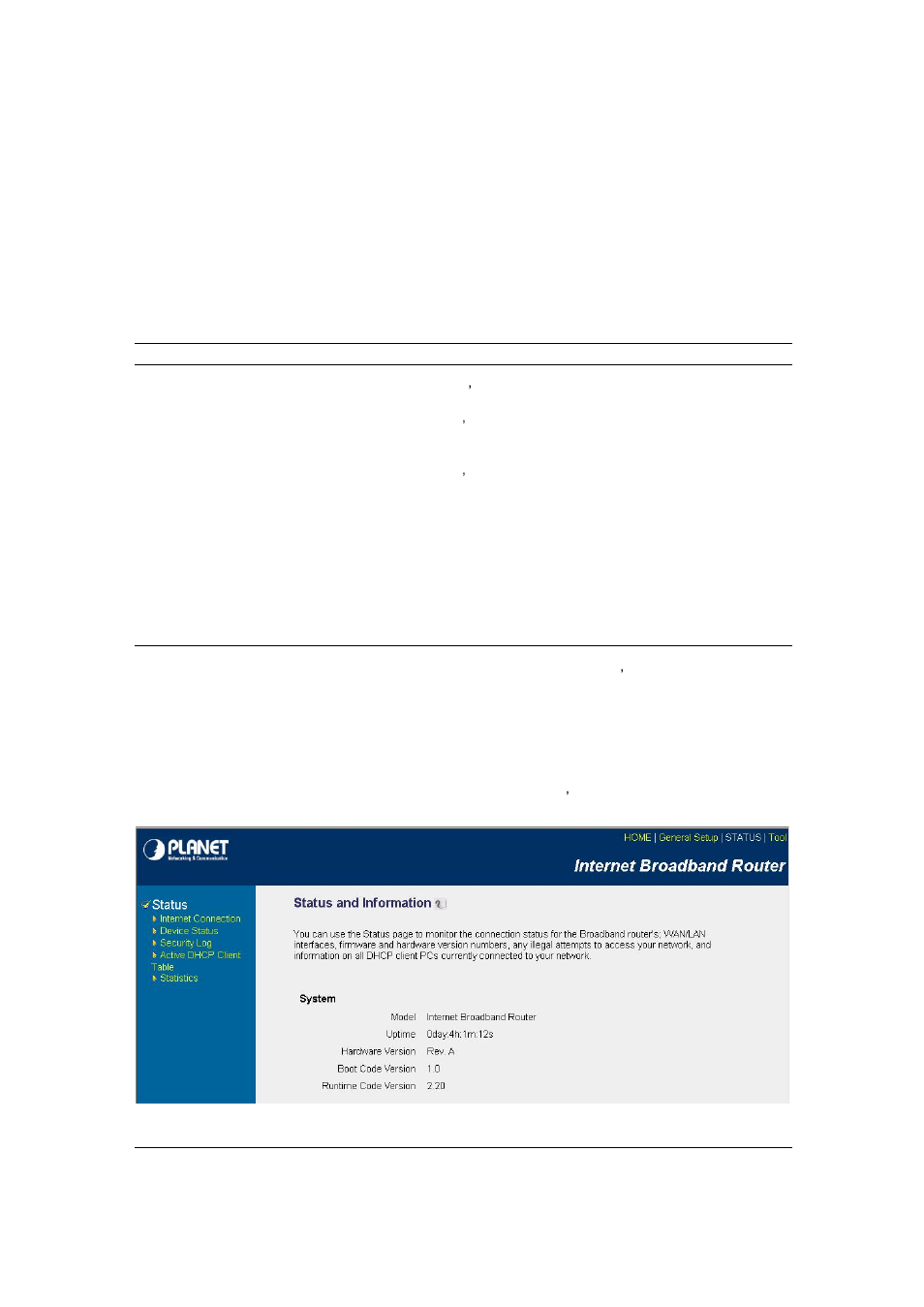 Chapter 4 status, 1 status and information | PLANET XRT-401D User Manual | Page 50 / 62