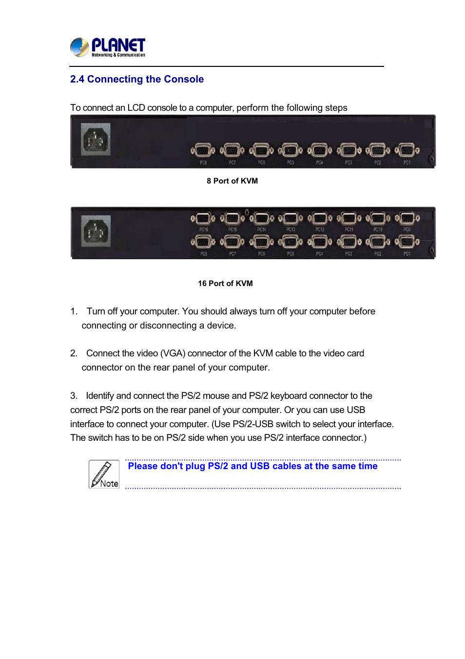 4 connecting the console | PLANET DKVM-1708 User Manual | Page 14 / 24