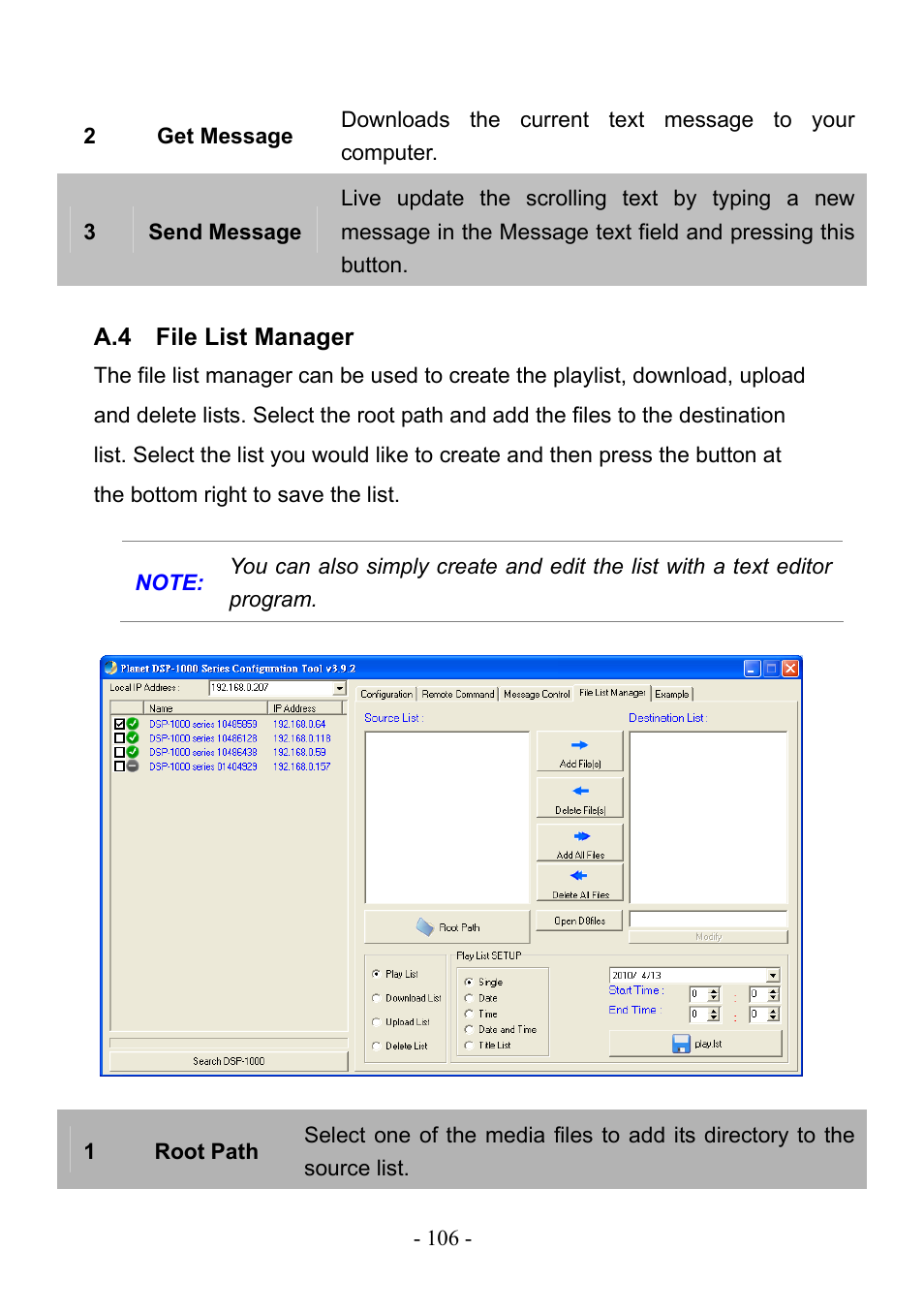 A.4 file list manager | PLANET DSP-1000 User Manual | Page 106 / 120