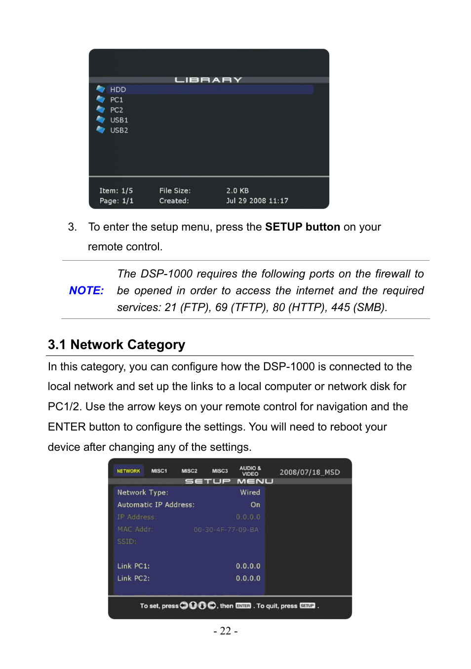 1 network category | PLANET DSP-1000 User Manual | Page 22 / 120