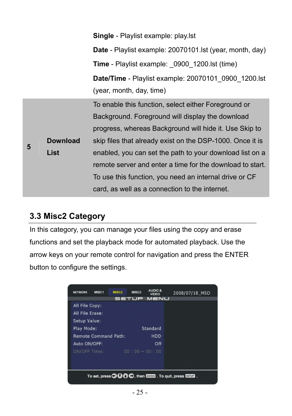 3 misc2 category | PLANET DSP-1000 User Manual | Page 25 / 120