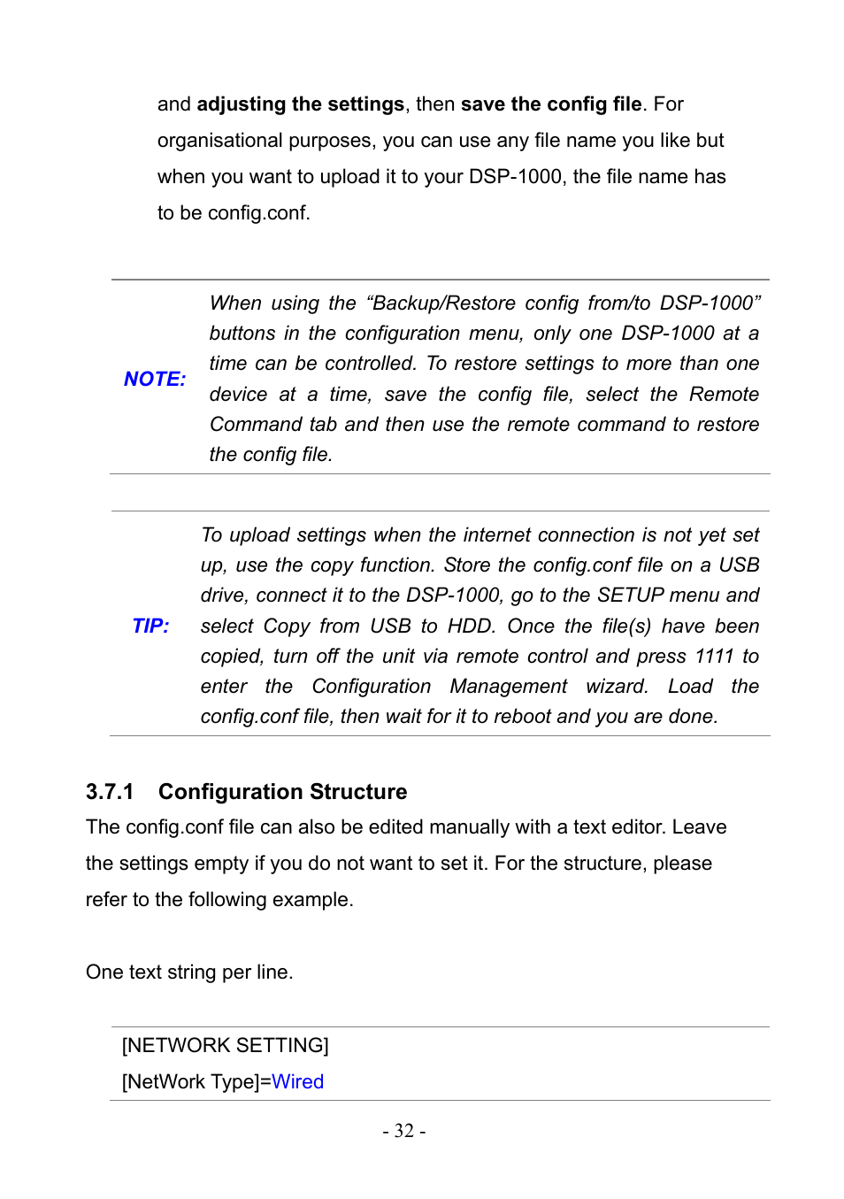 1 configuration structure, Configuration structure | PLANET DSP-1000 User Manual | Page 32 / 120