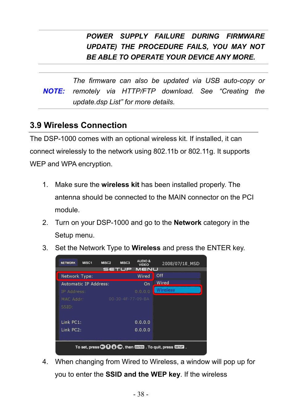 9 wireless connection | PLANET DSP-1000 User Manual | Page 38 / 120