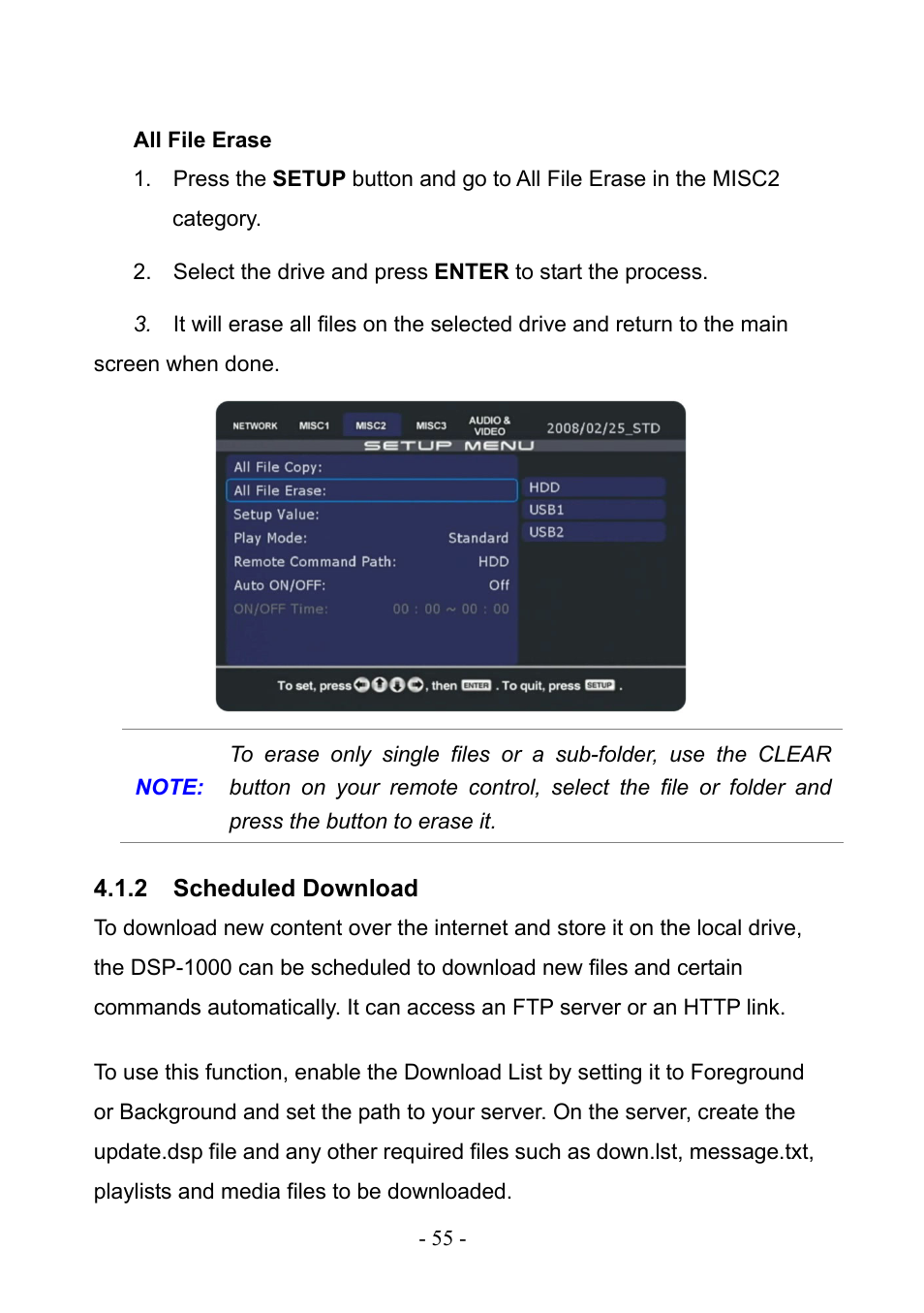 2 scheduled download, Scheduled download | PLANET DSP-1000 User Manual | Page 55 / 120