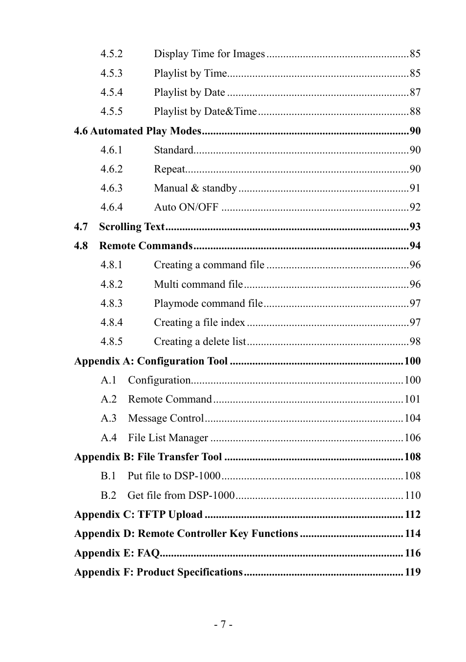 PLANET DSP-1000 User Manual | Page 7 / 120