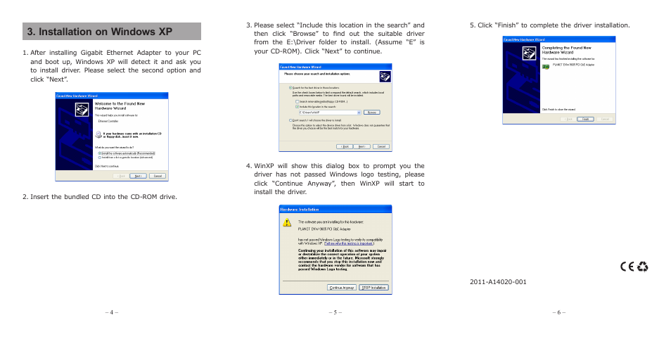 Installation on windows xp | PLANET ENW-9605 User Manual | Page 2 / 2