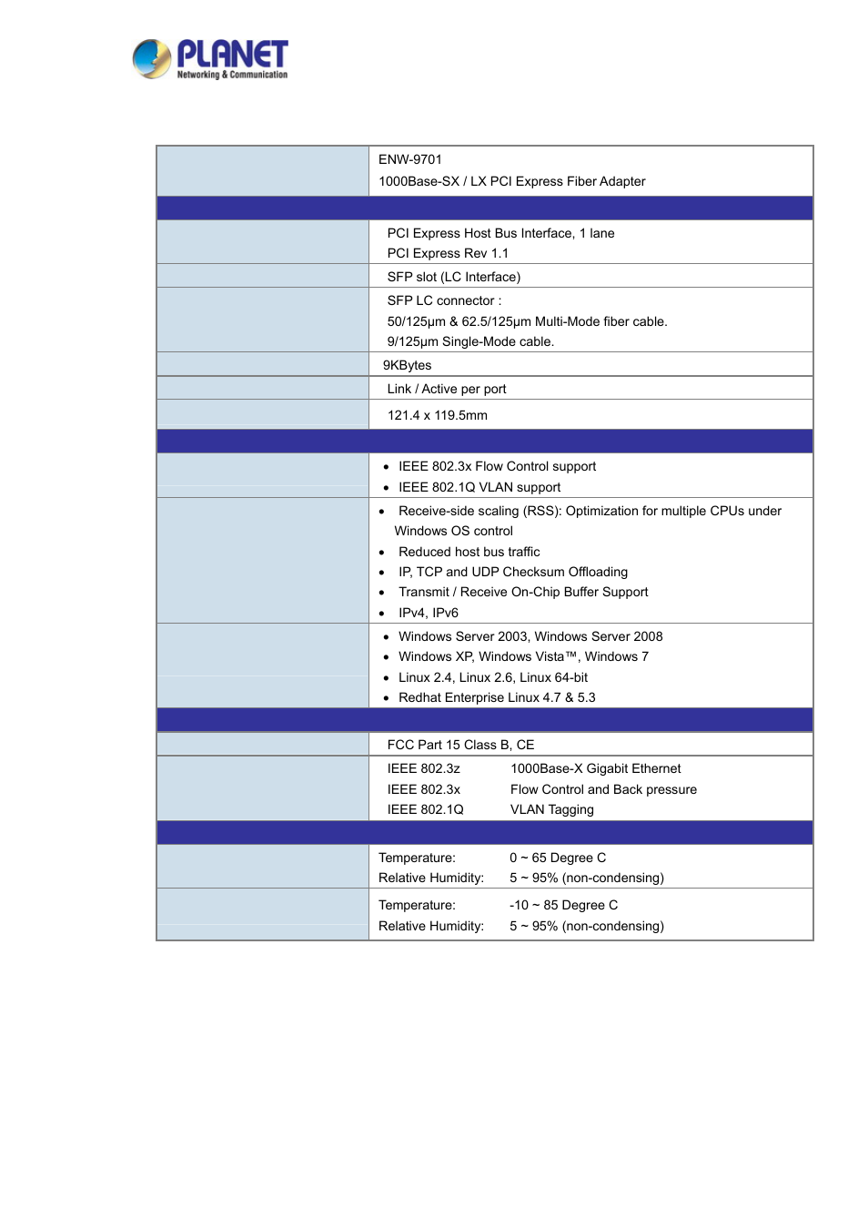 Chapter 4 specifications, Chapter 4, Specifications | PLANET ENW-9701 User Manual | Page 20 / 21