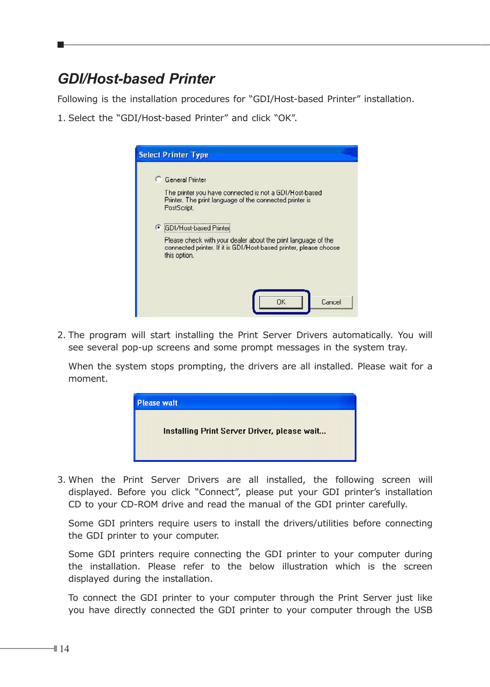 Gdi/host-based printer | PLANET FPS-1011 User Manual | Page 14 / 20