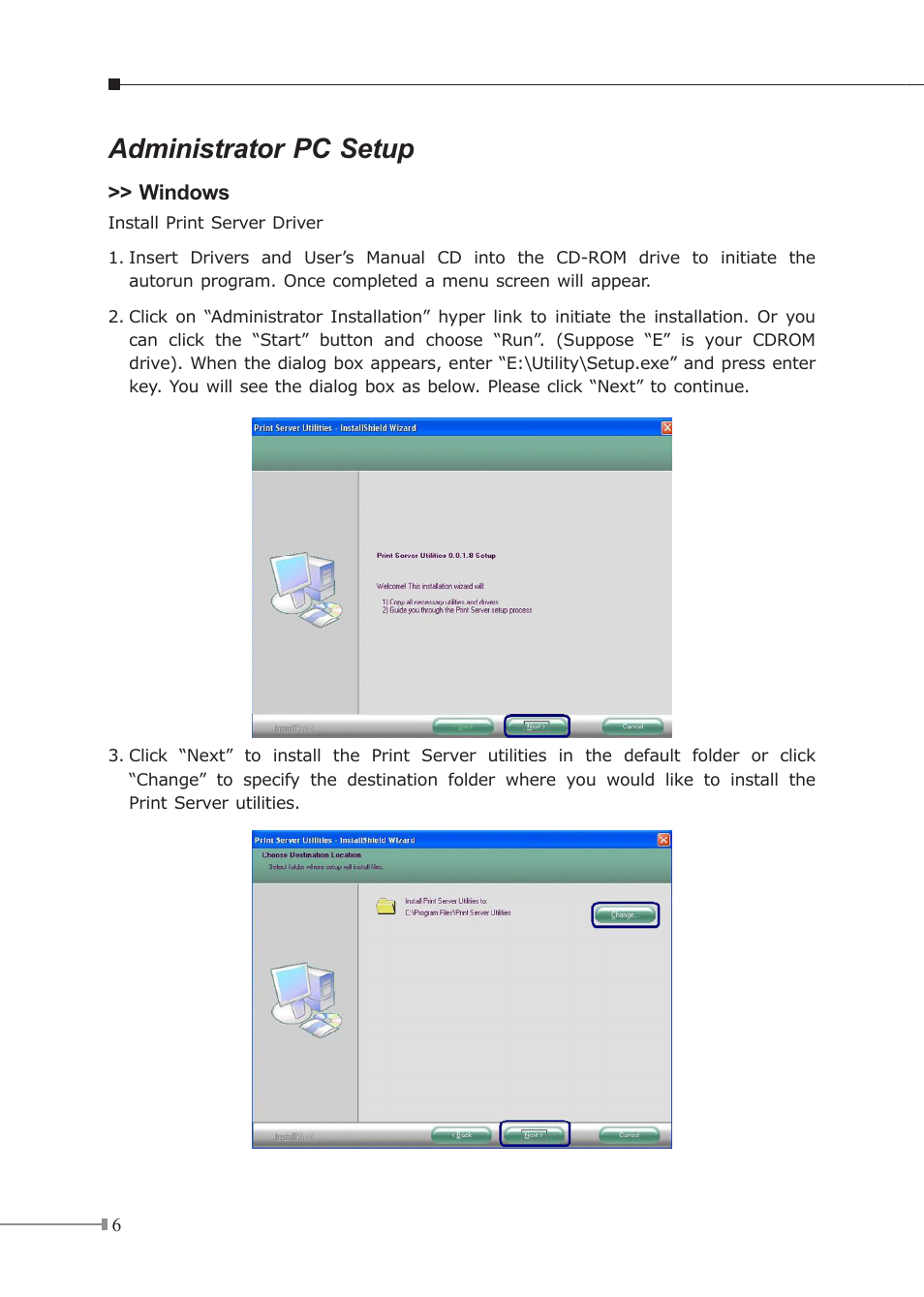 Administrator pc setup | PLANET FPS-1011 User Manual | Page 6 / 20