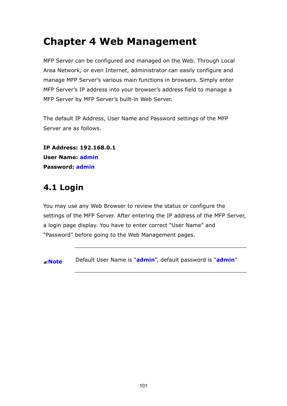 Chapter 4 web management, 1 login | PLANET FPS-1012N User Manual | Page 101 / 141