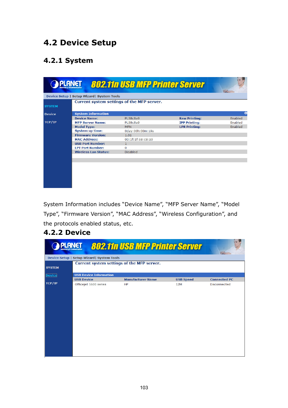 2 device setup, 1 system, 2 device | 1 system 4.2.2 device | PLANET FPS-1012N User Manual | Page 103 / 141