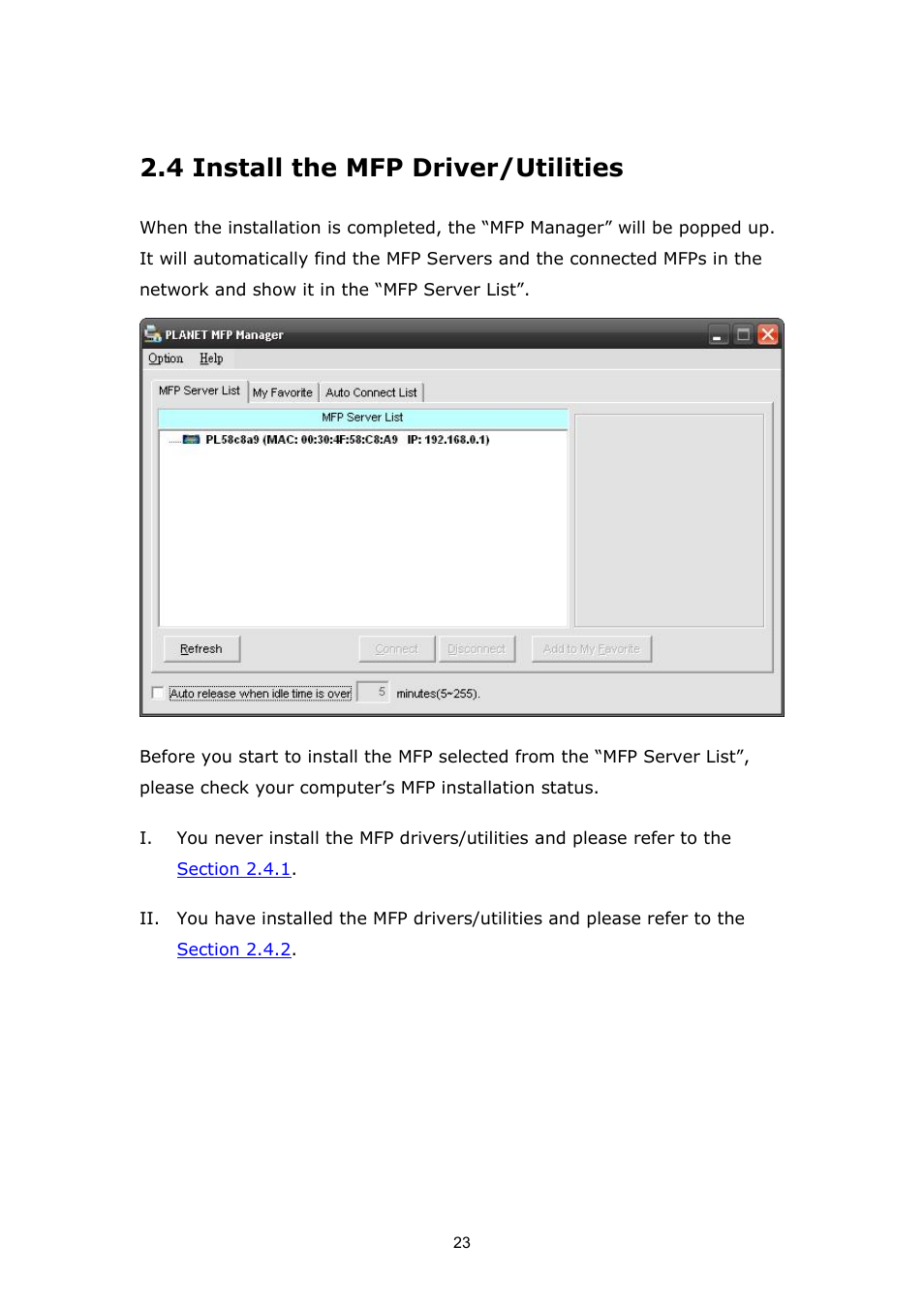 4 install the mfp driver/utilities | PLANET FPS-1012N User Manual | Page 23 / 141
