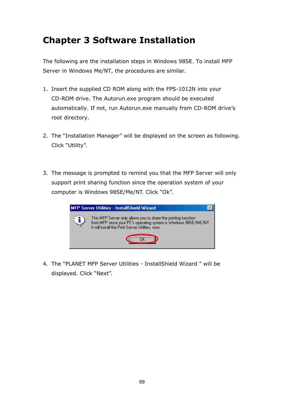 Chapter 3 software installation | PLANET FPS-1012N User Manual | Page 69 / 141