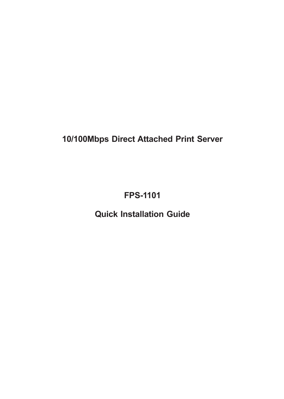 PLANET FPS-1101 User Manual | 12 pages