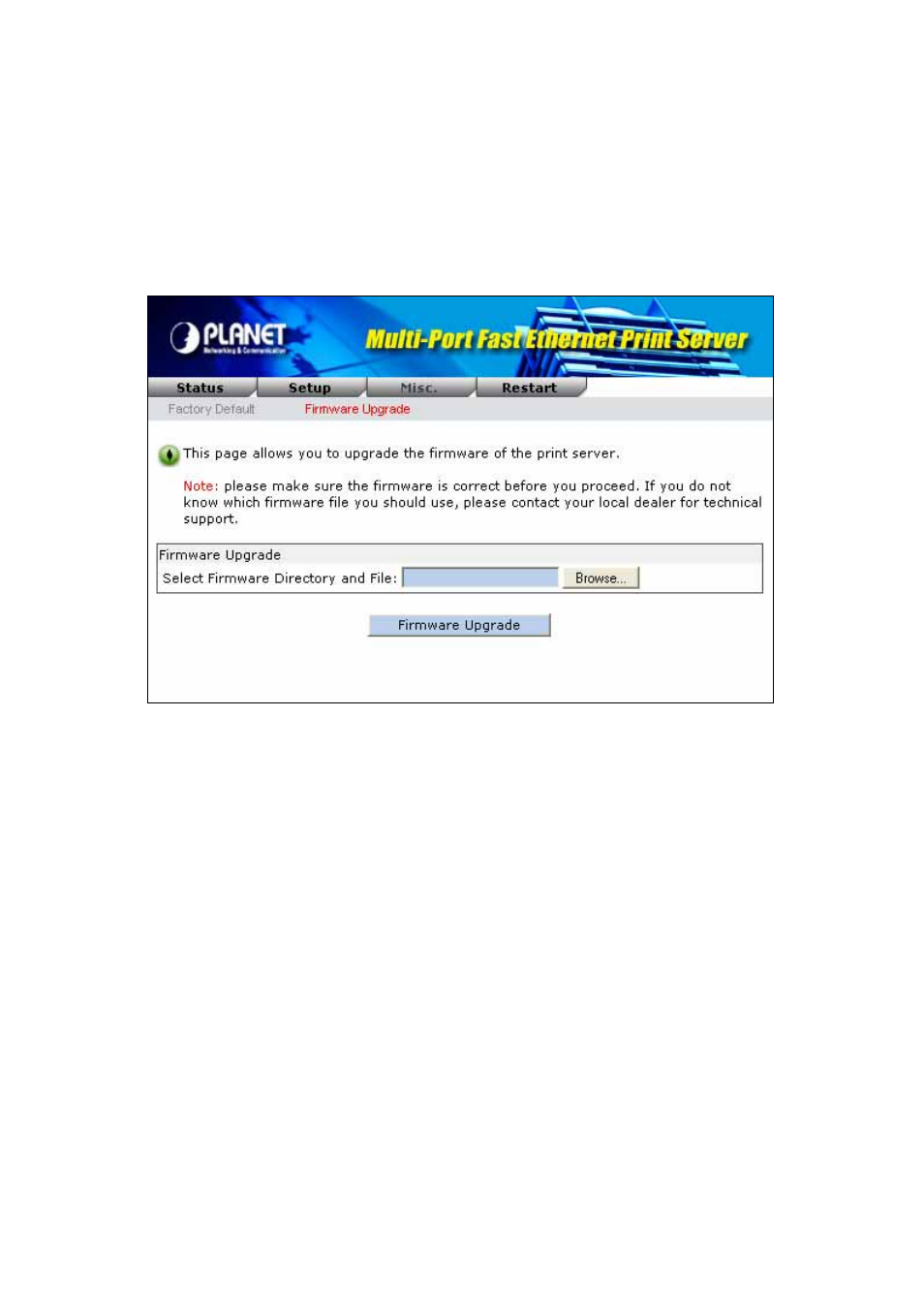 4 upgrading the print server from browser, Pgrading the print server from, Rowser | PLANET FPS-3300 User Manual | Page 60 / 71