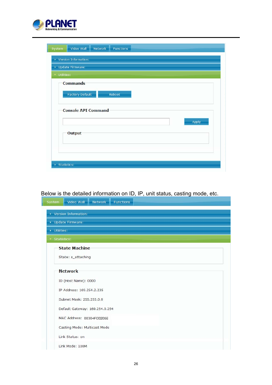 Statistics | PLANET IHD-200PR User Manual | Page 26 / 54