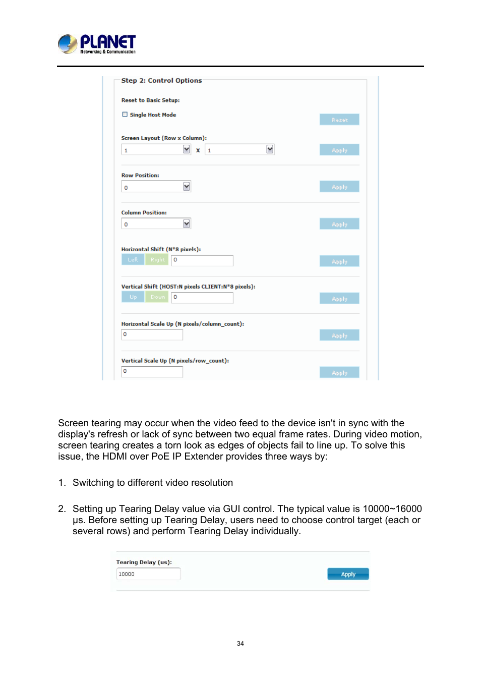 Tearing delay | PLANET IHD-200PR User Manual | Page 34 / 54