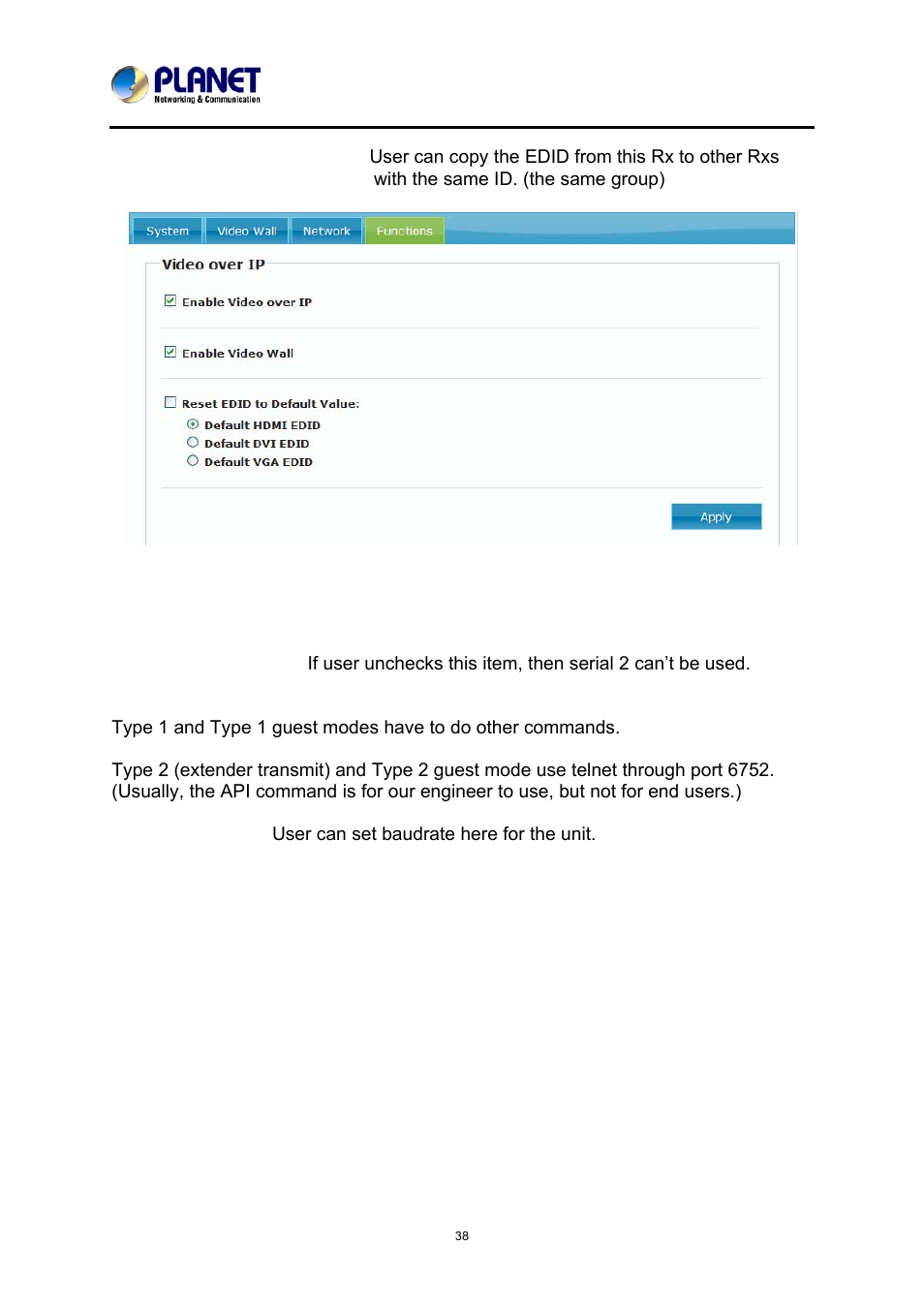 Serial over ip | PLANET IHD-200PR User Manual | Page 38 / 54