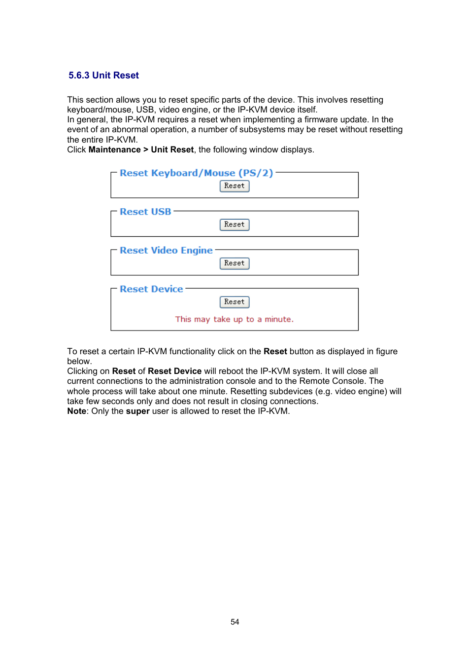 3 unit reset | PLANET IKVM-17080 User Manual | Page 60 / 62