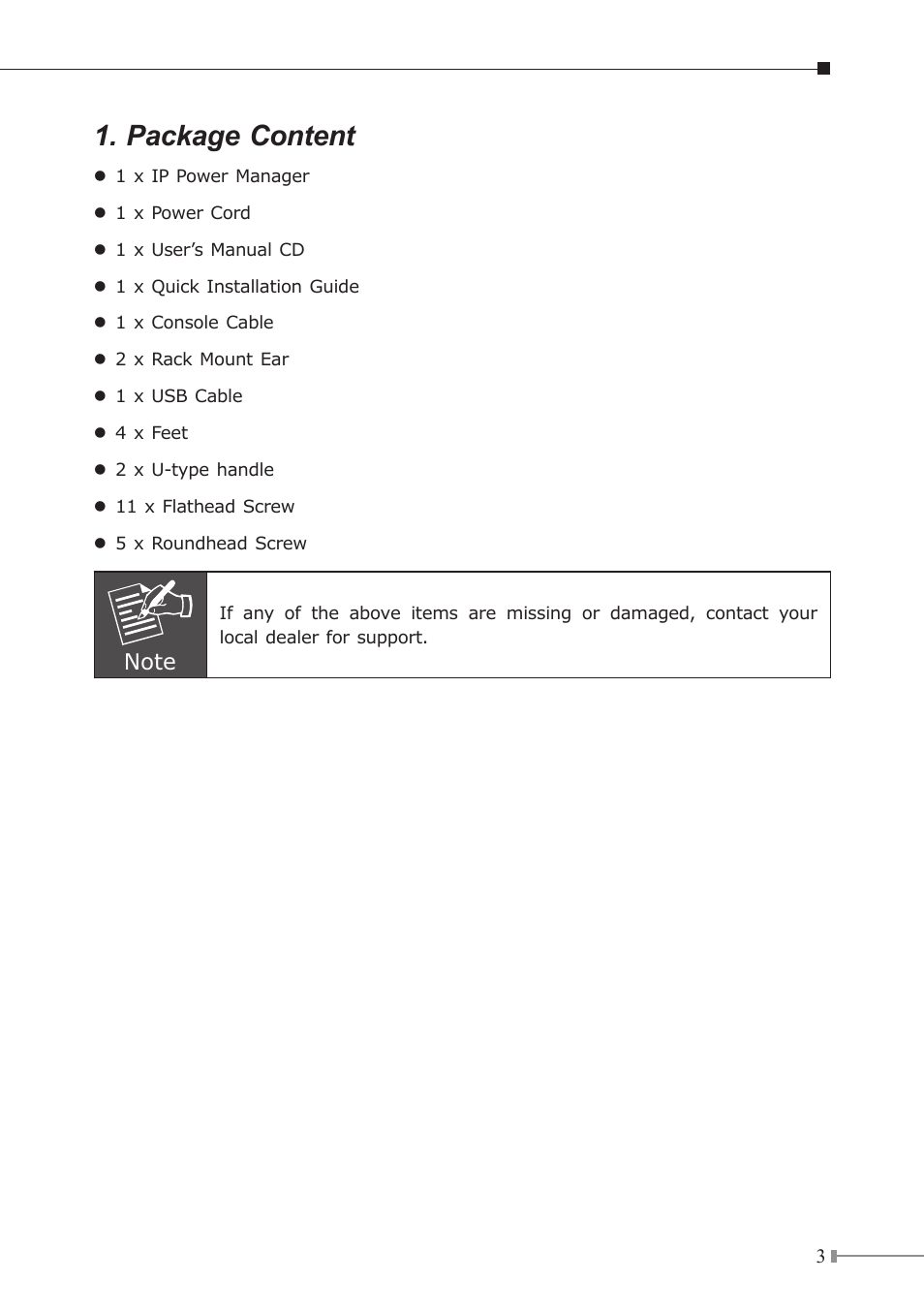 Package content | PLANET IPM-1200x Series User Manual | Page 3 / 8
