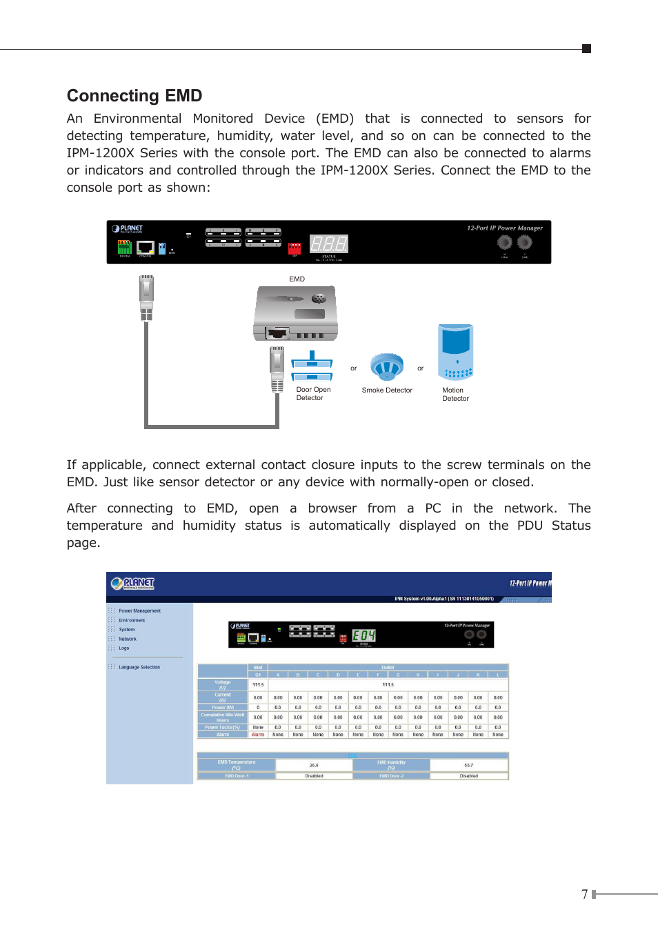 Connecting emd | PLANET IPM-1200x Series User Manual | Page 7 / 8