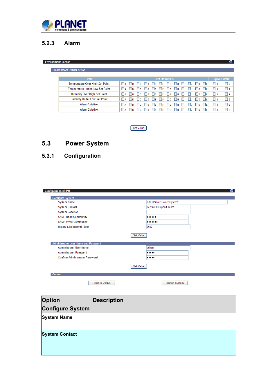 3 alarm, 3 power system, 1 configuration | Alarm, Ower, Ystem, Configuration | PLANET IPM-1200x Series User Manual | Page 42 / 62