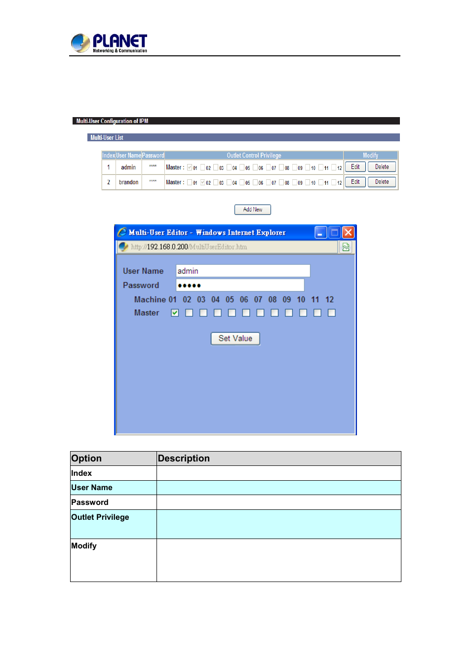 2 multi-user | PLANET IPM-1200x Series User Manual | Page 44 / 62