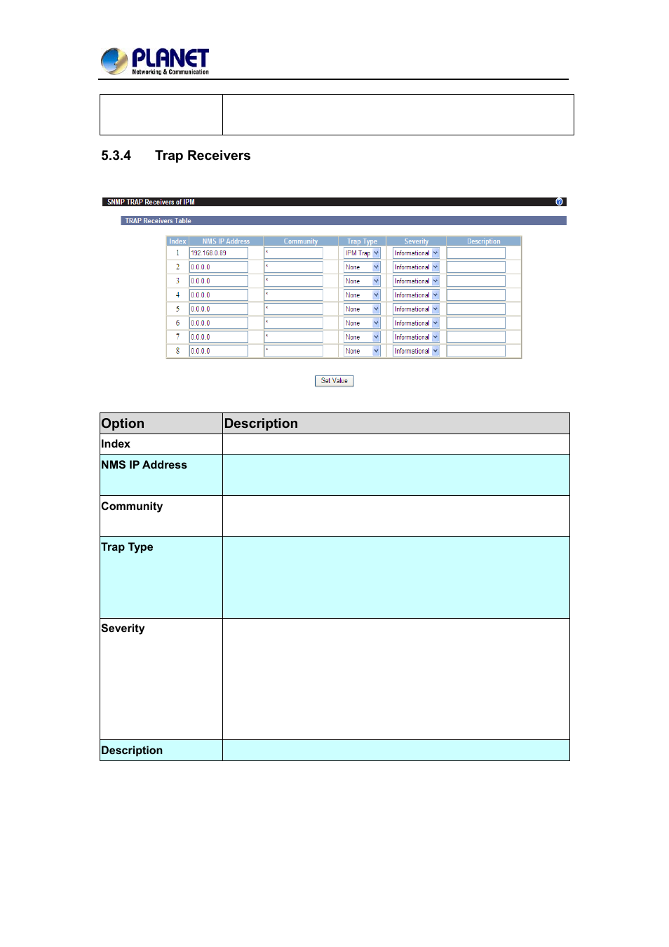 4 trap receivers, Trap receivers | PLANET IPM-1200x Series User Manual | Page 46 / 62