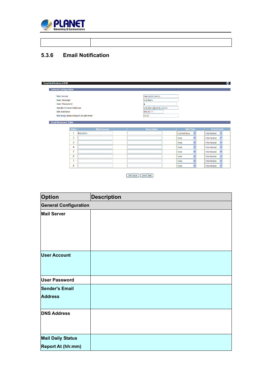 6 email notification, Email notification | PLANET IPM-1200x Series User Manual | Page 48 / 62