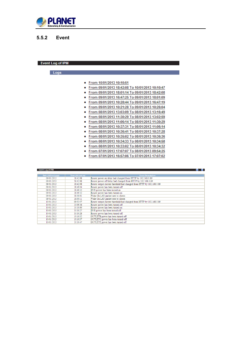 2 event, Event | PLANET IPM-1200x Series User Manual | Page 55 / 62