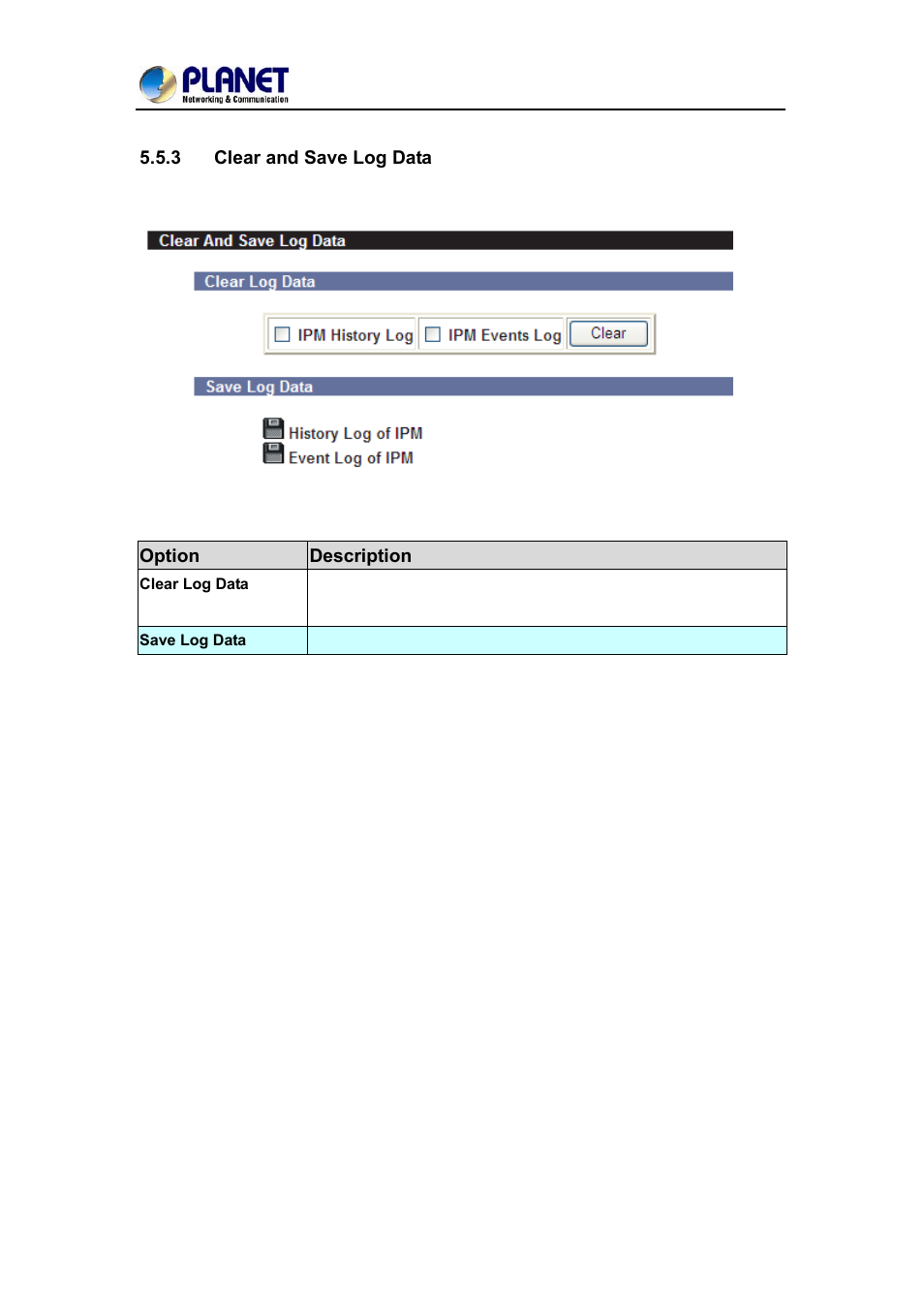 3 clear and save log data, Clear and save log data | PLANET IPM-1200x Series User Manual | Page 56 / 62