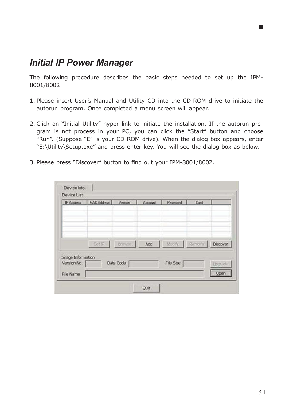 Initial ip power manager | PLANET IPM-8001 User Manual | Page 5 / 8