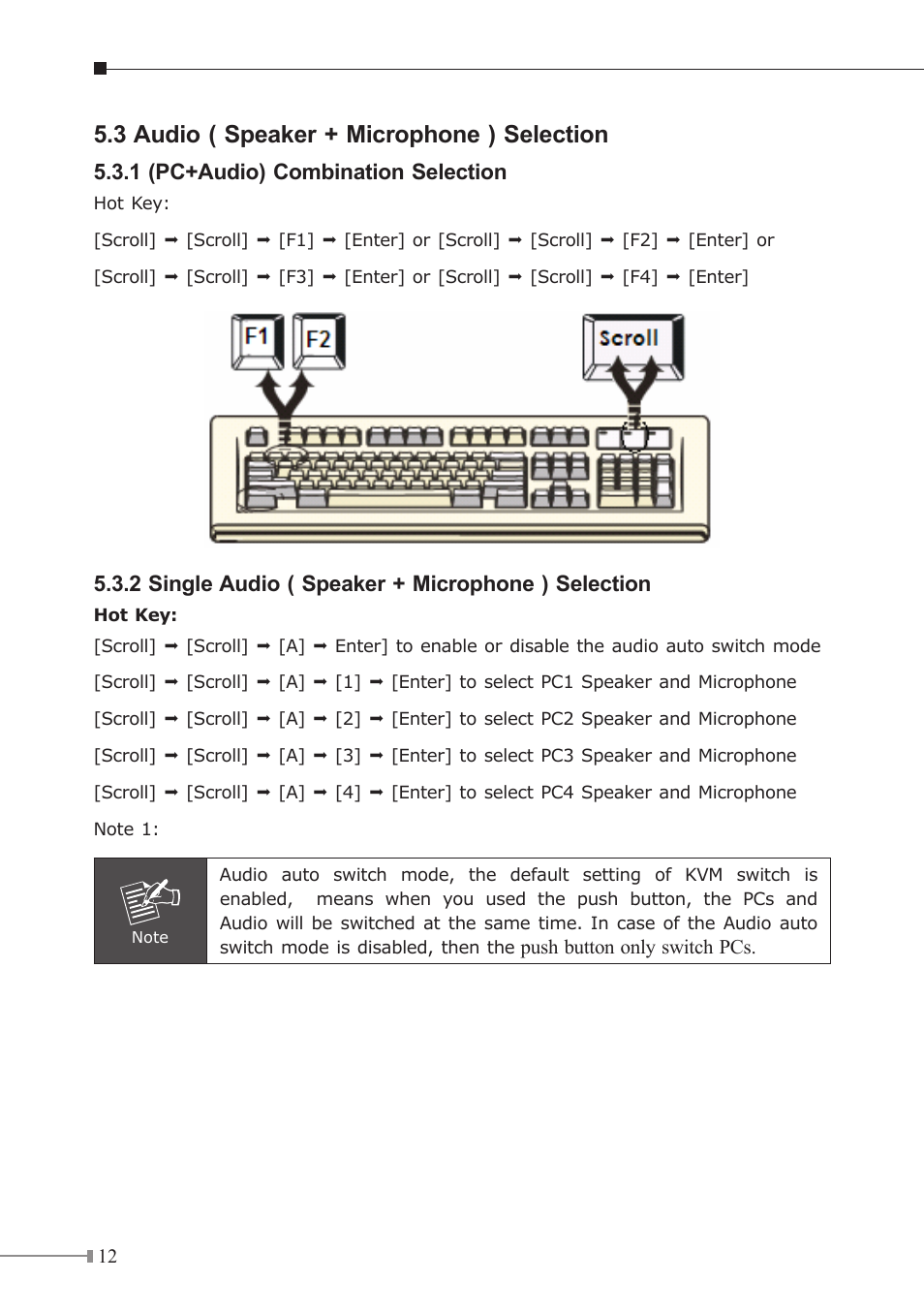 3 audio ( speaker + microphone ) selection | PLANET KVM-210 User Manual | Page 12 / 16