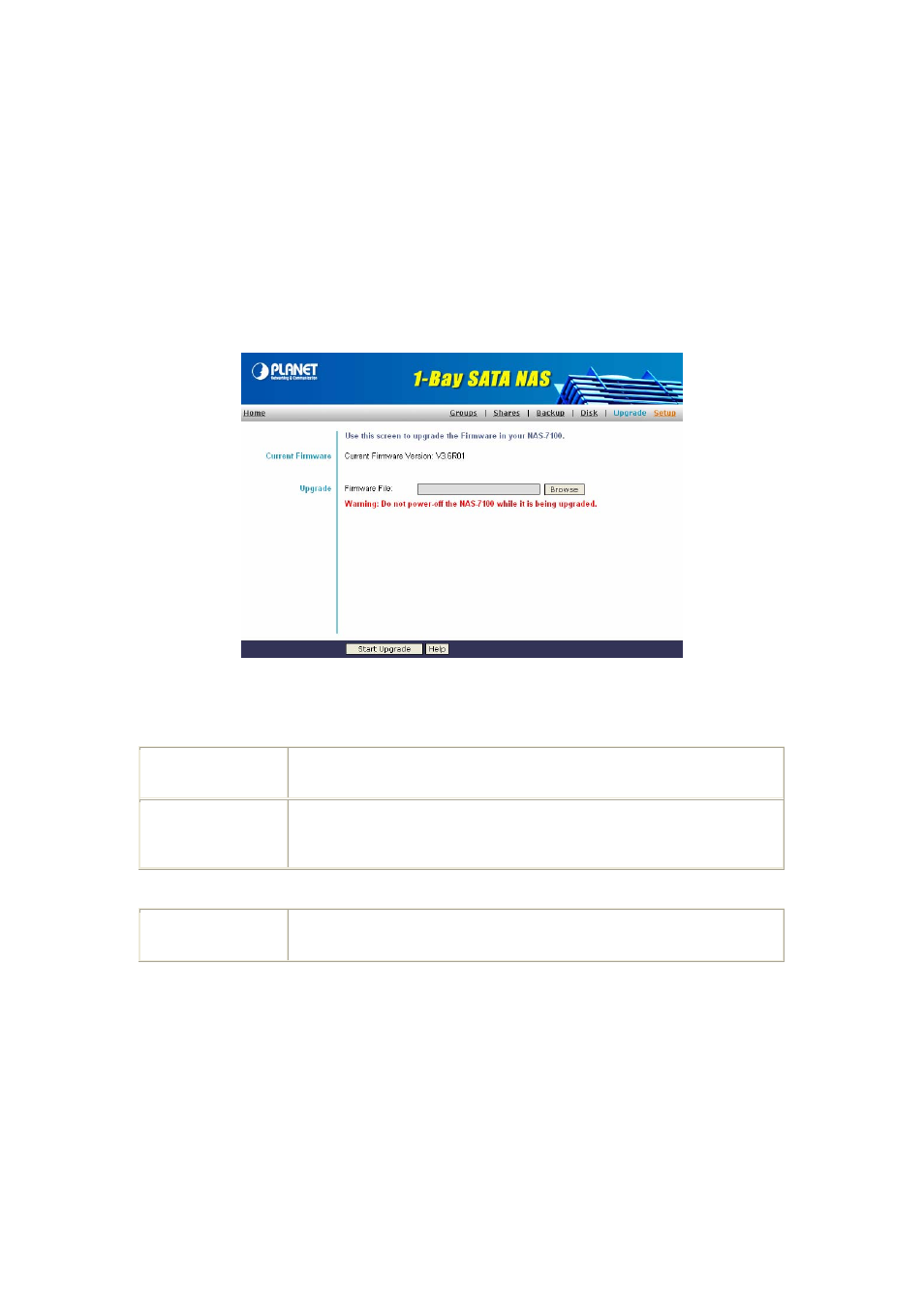 Upgrade screen | PLANET NAS-7100 User Manual | Page 54 / 76