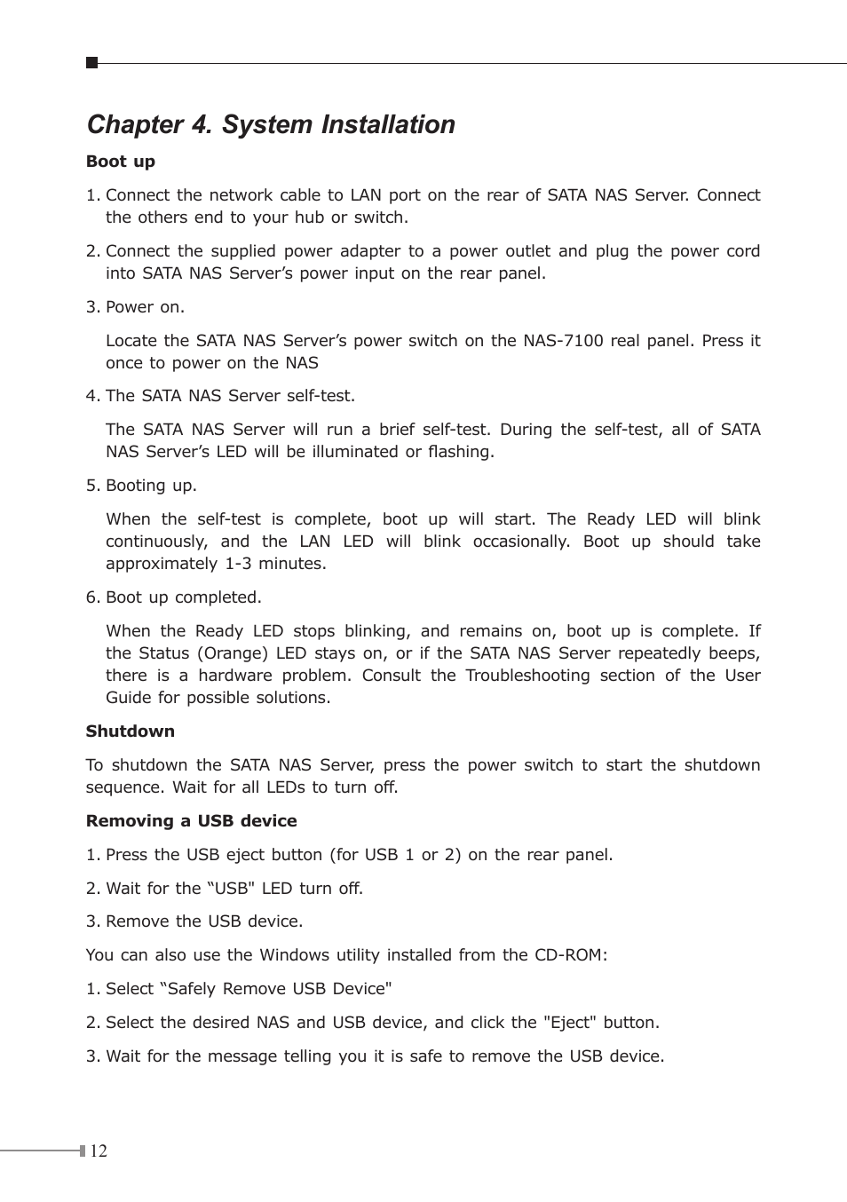 Chapter 4. system installation | PLANET NAS-7200 User Manual | Page 12 / 20