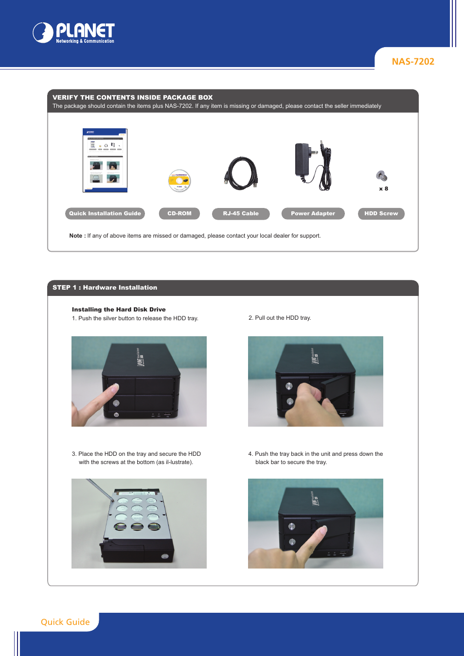 PLANET NAS-7202 User Manual | 2 pages