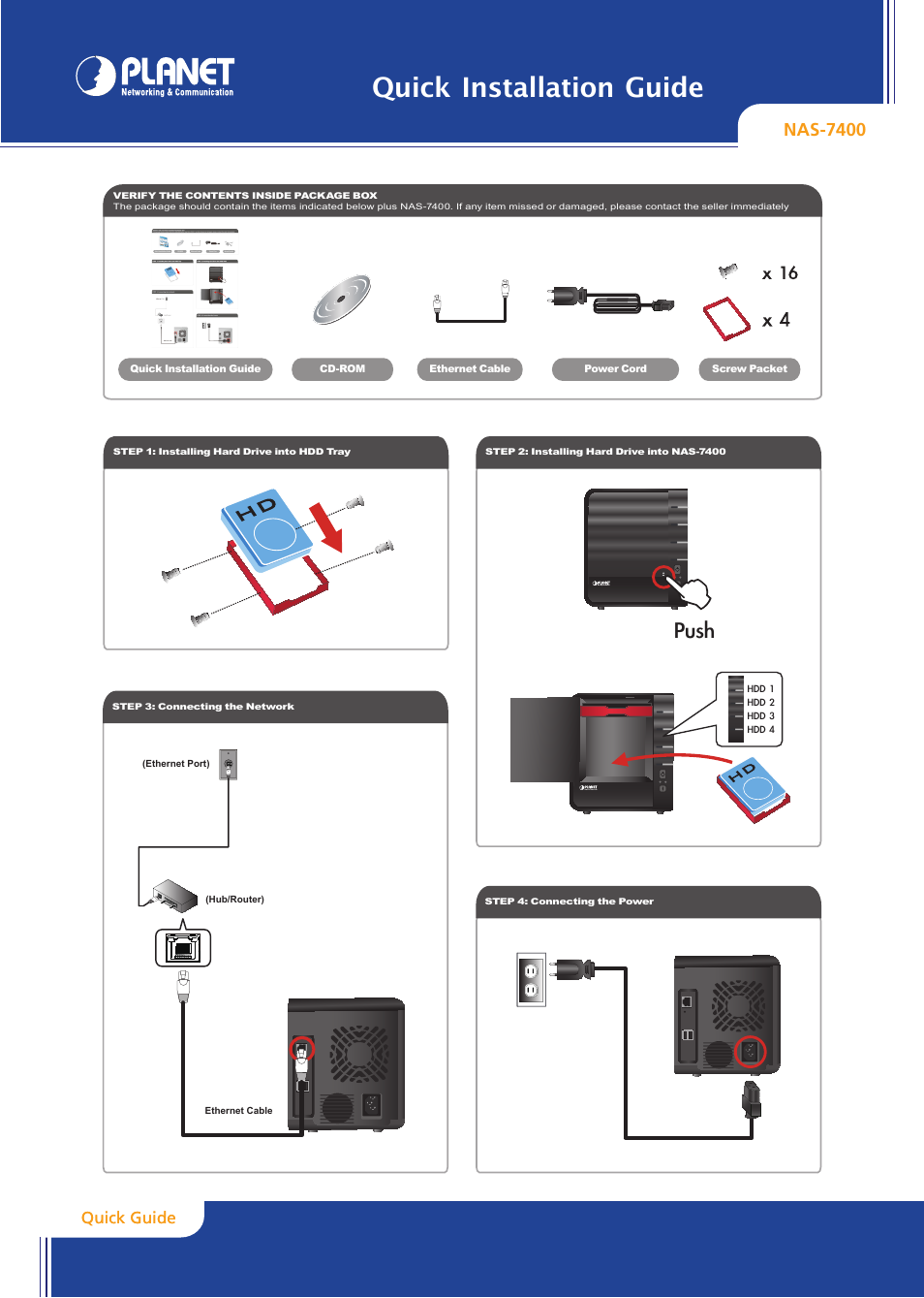 PLANET NAS-7400 User Manual | 2 pages