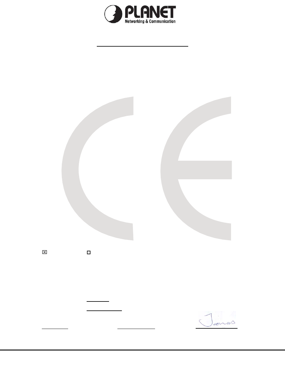 Ec declaration of conformity, Planet technology corporation | PLANET NAS-7400 User Manual | Page 149 / 149