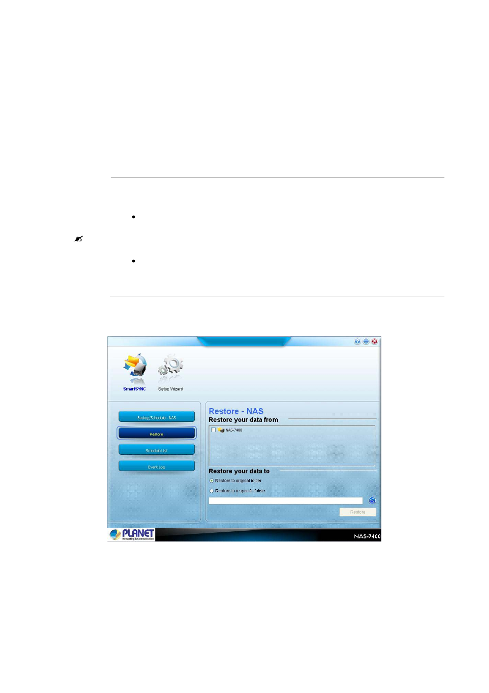 5 restoring your backup files | PLANET NAS-7400 User Manual | Page 55 / 149