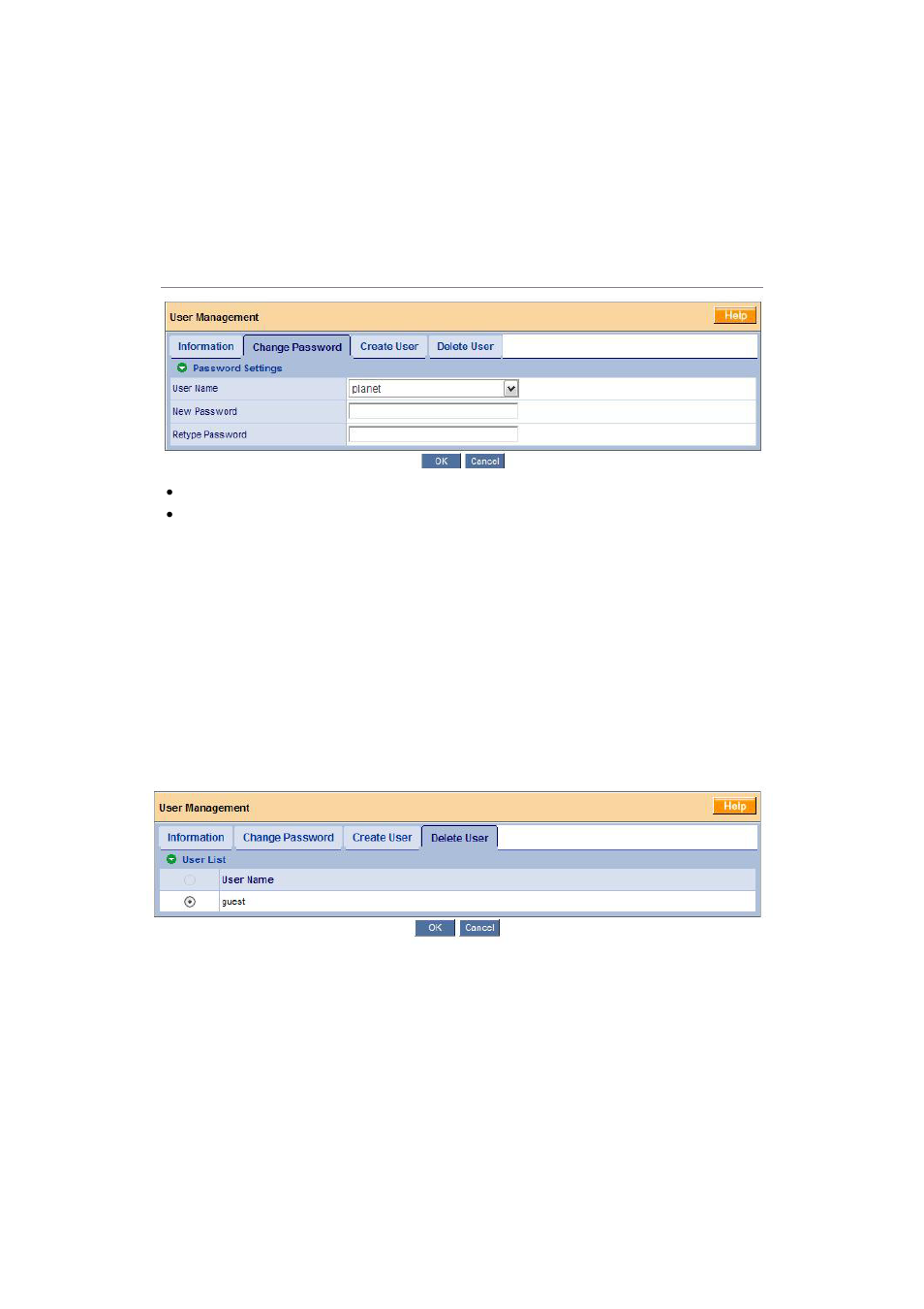 4 changing a user’s password, 5 deleting a user, 6 viewing a list of groups | PLANET NAS-7400 User Manual | Page 76 / 149