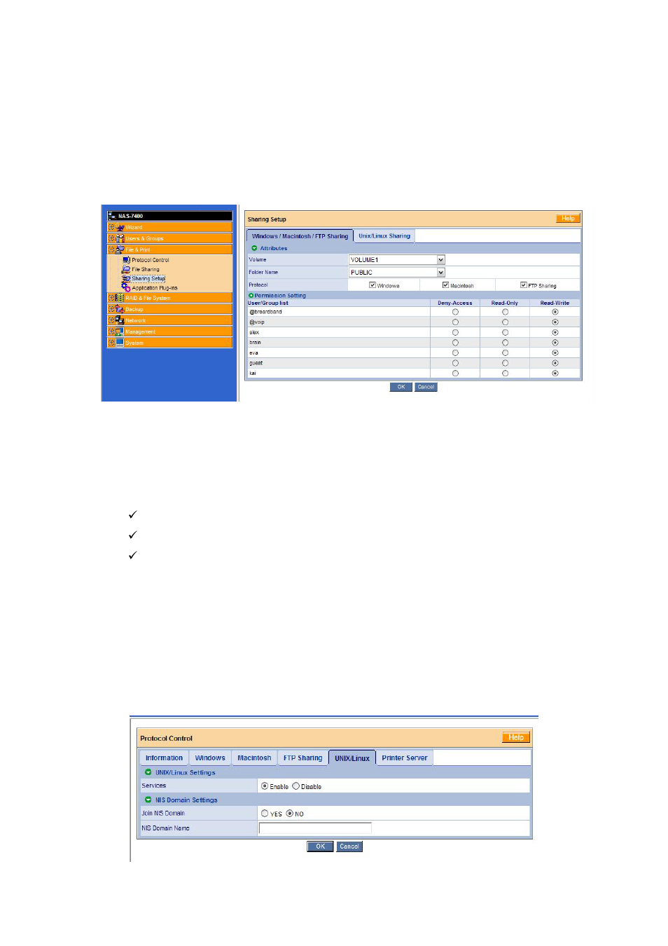 2 configure for unix/linux access | PLANET NAS-7400 User Manual | Page 82 / 149
