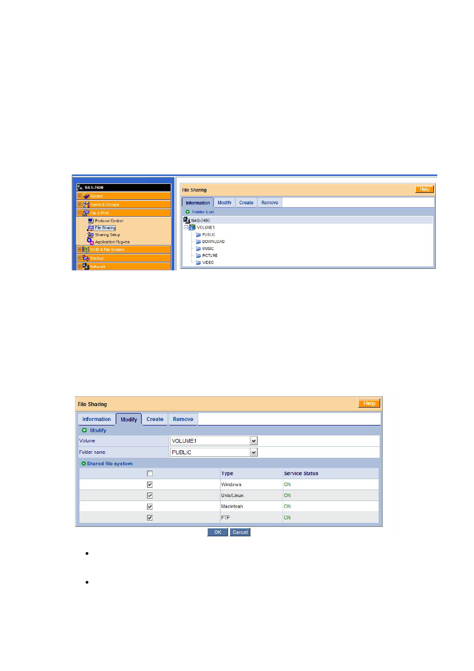 6 viewing a list folders, 7 modifying folder services | PLANET NAS-7400 User Manual | Page 87 / 149