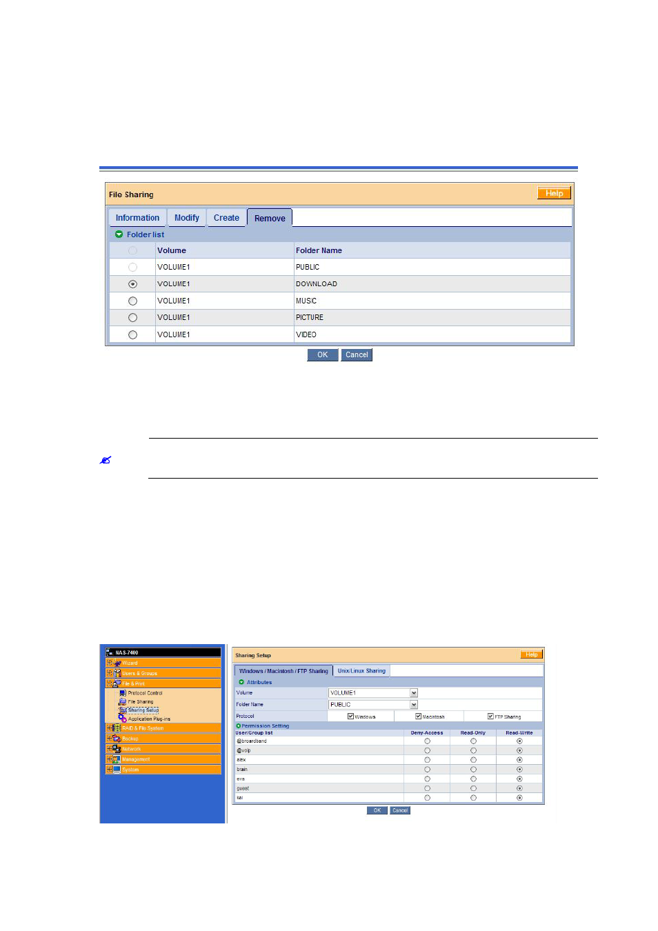 9 deleting a folder, 10 configure windows sharing for a folder | PLANET NAS-7400 User Manual | Page 89 / 149