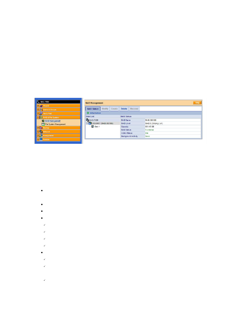 4 managing raid volumes, 1 viewing raid volume status | PLANET NAS-7400 User Manual | Page 92 / 149