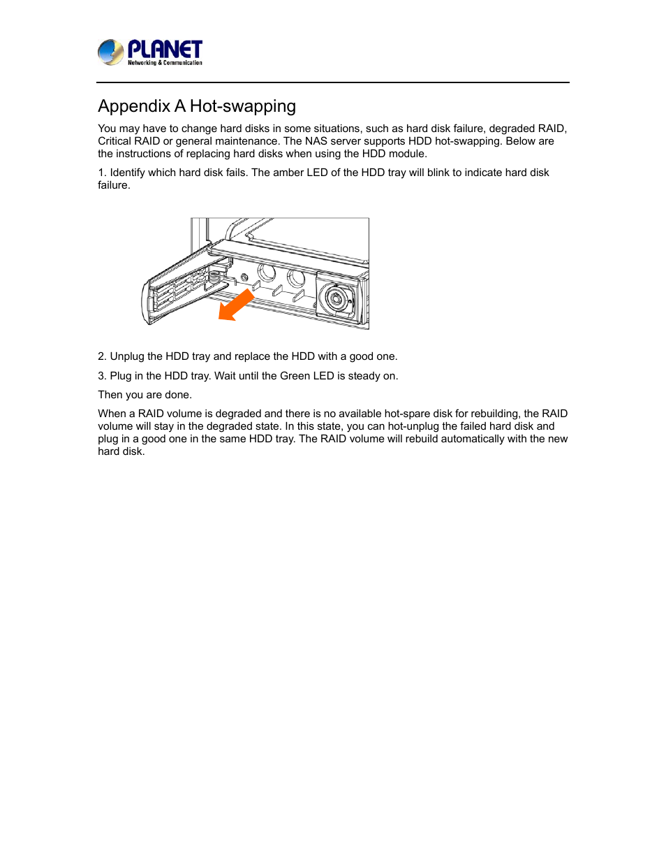 Appendix a hot-swapping | PLANET NAS-7410 User Manual | Page 105 / 125
