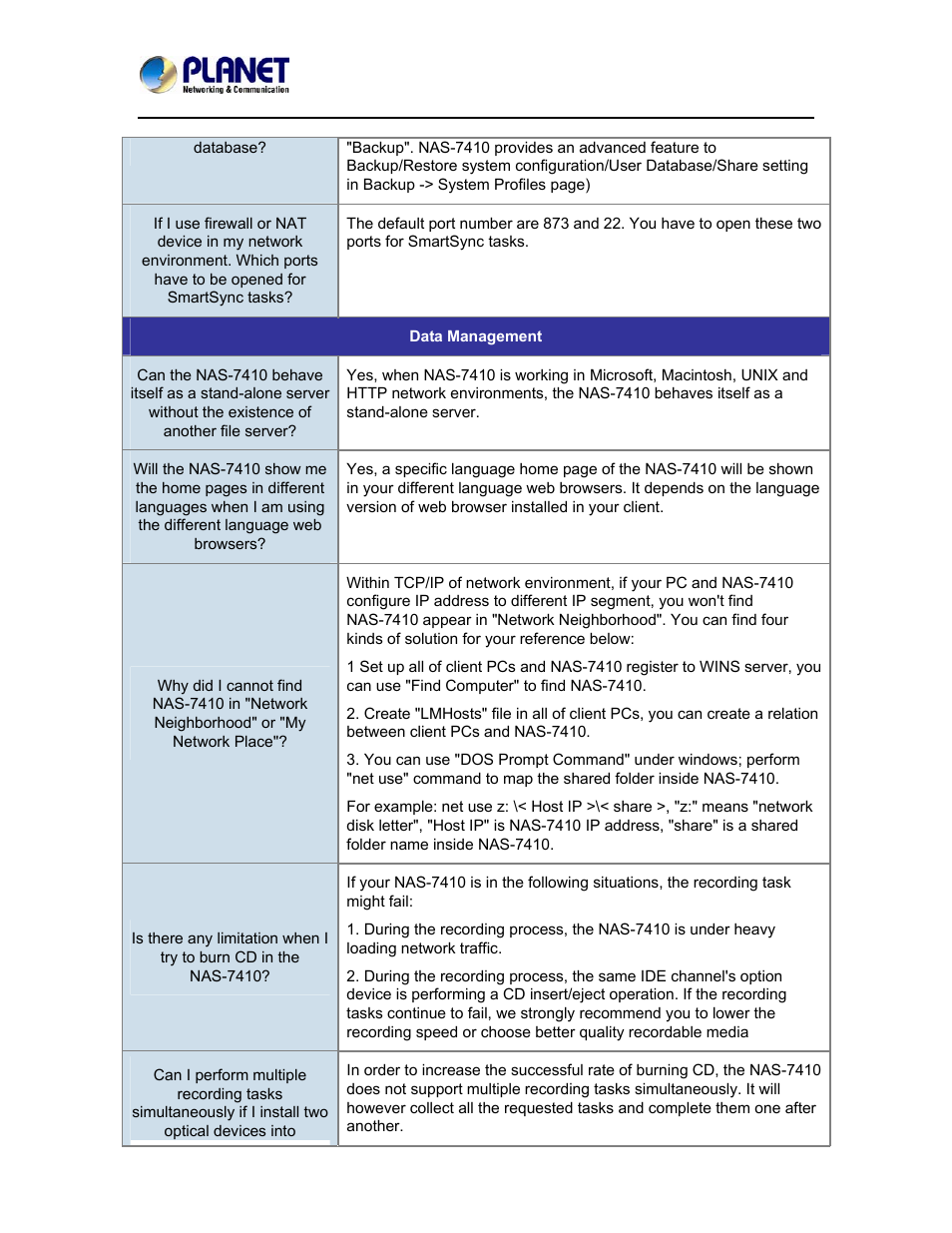 PLANET NAS-7410 User Manual | Page 123 / 125