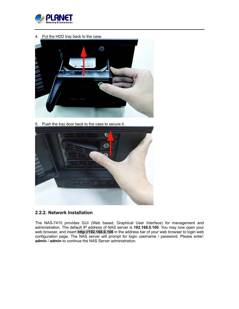 PLANET NAS-7410 User Manual | Page 16 / 125