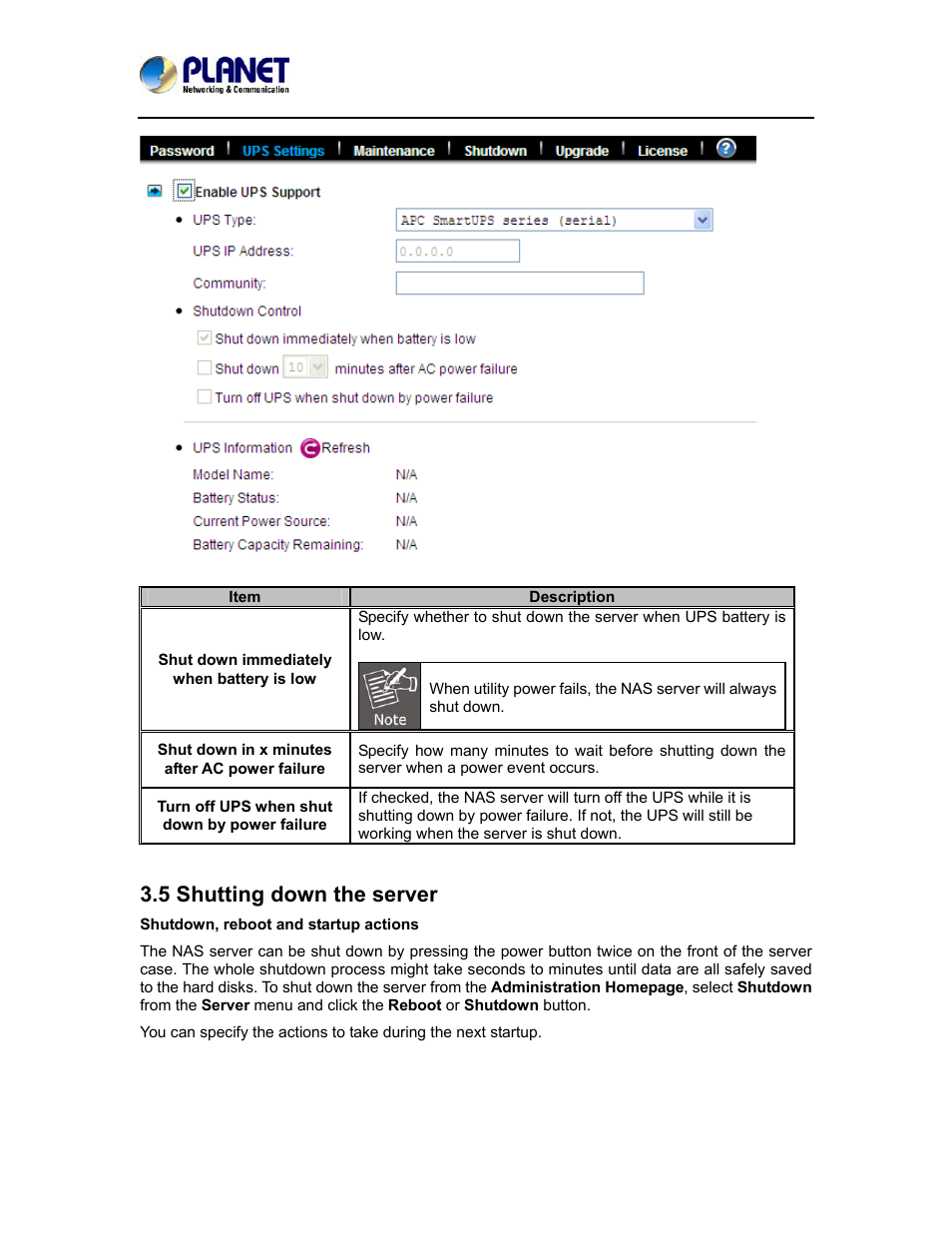 5 shutting down the server | PLANET NAS-7410 User Manual | Page 24 / 125