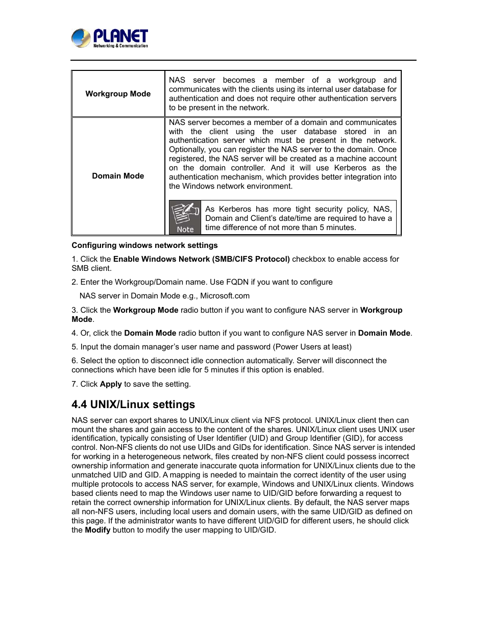 4 unix/linux settings | PLANET NAS-7410 User Manual | Page 31 / 125