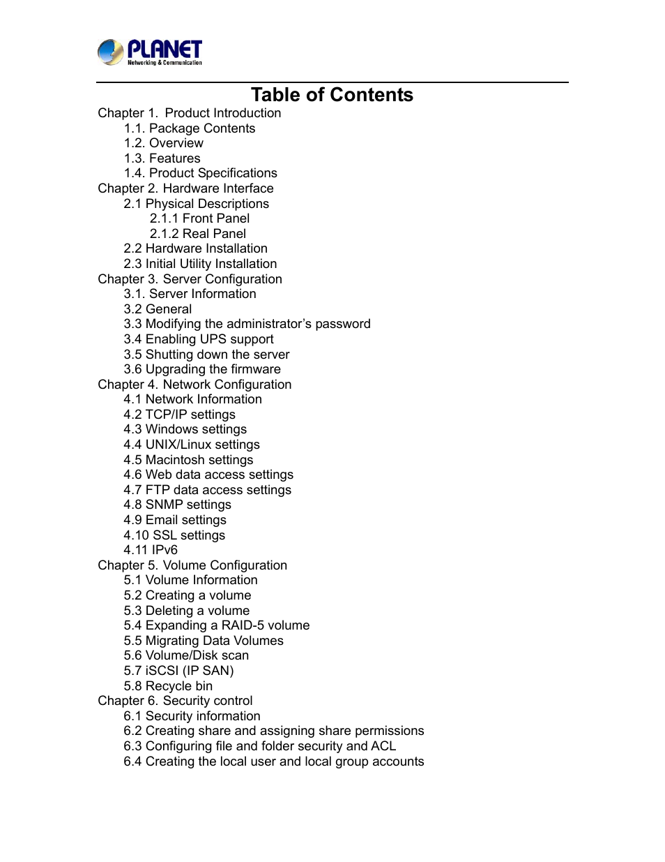 PLANET NAS-7410 User Manual | Page 4 / 125